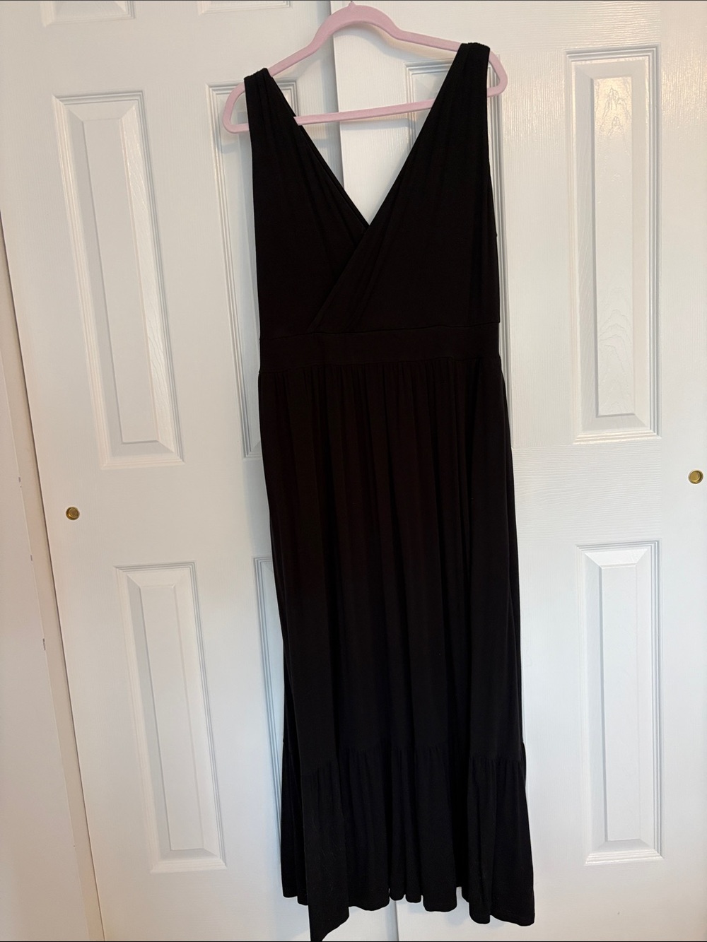 Ava & Viv Black Sleeveless Faux Wrap Maxi Dress